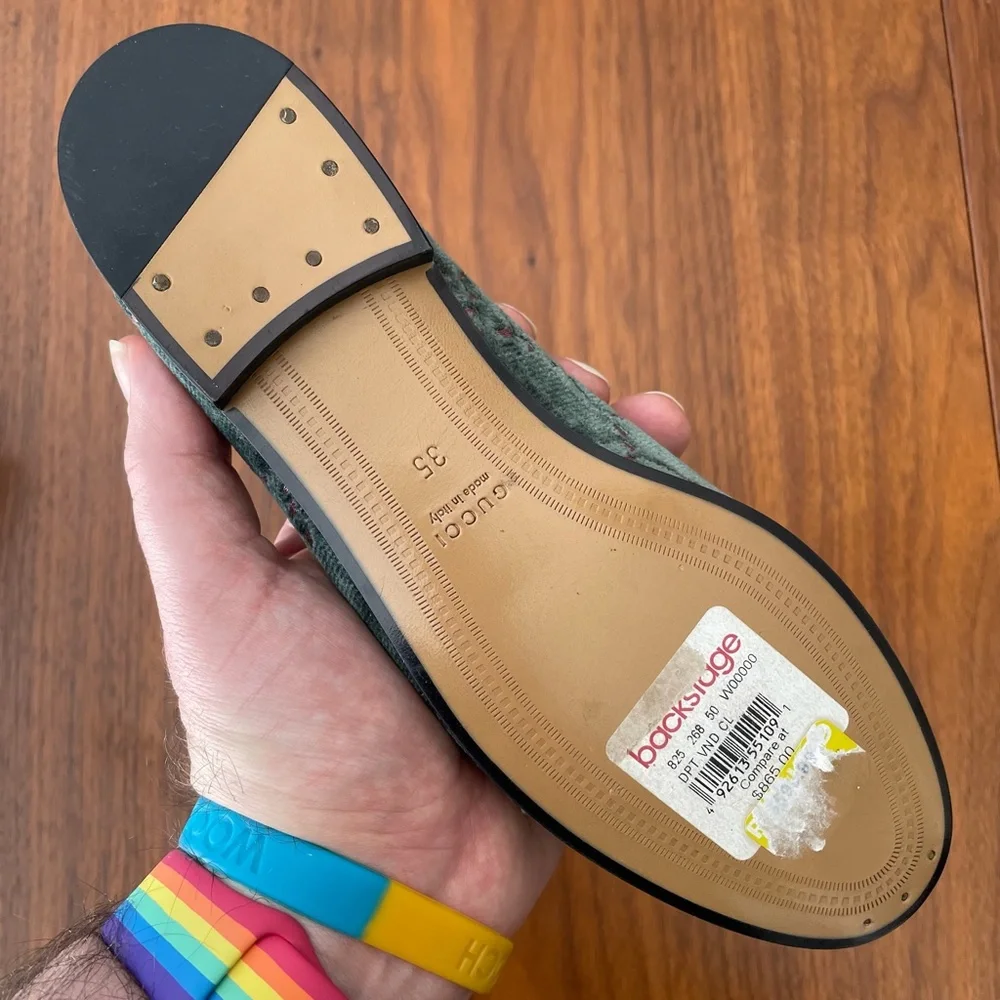 Gucci Horsebit Logo Loafers Velvet with Leather Trim Size 35 - Picture 12 of 12